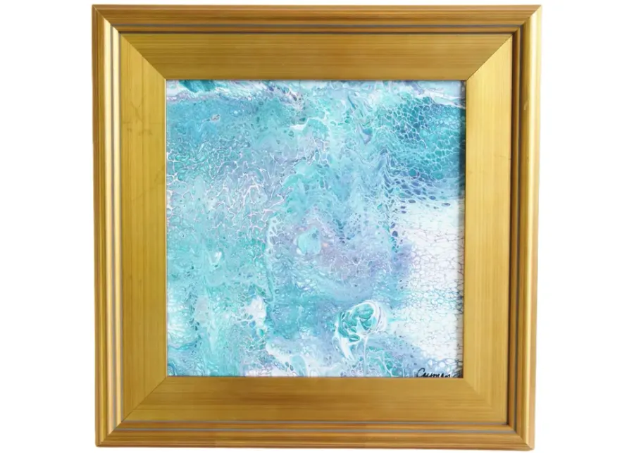 Modern Abstract Marbleized Art Painting - Blue