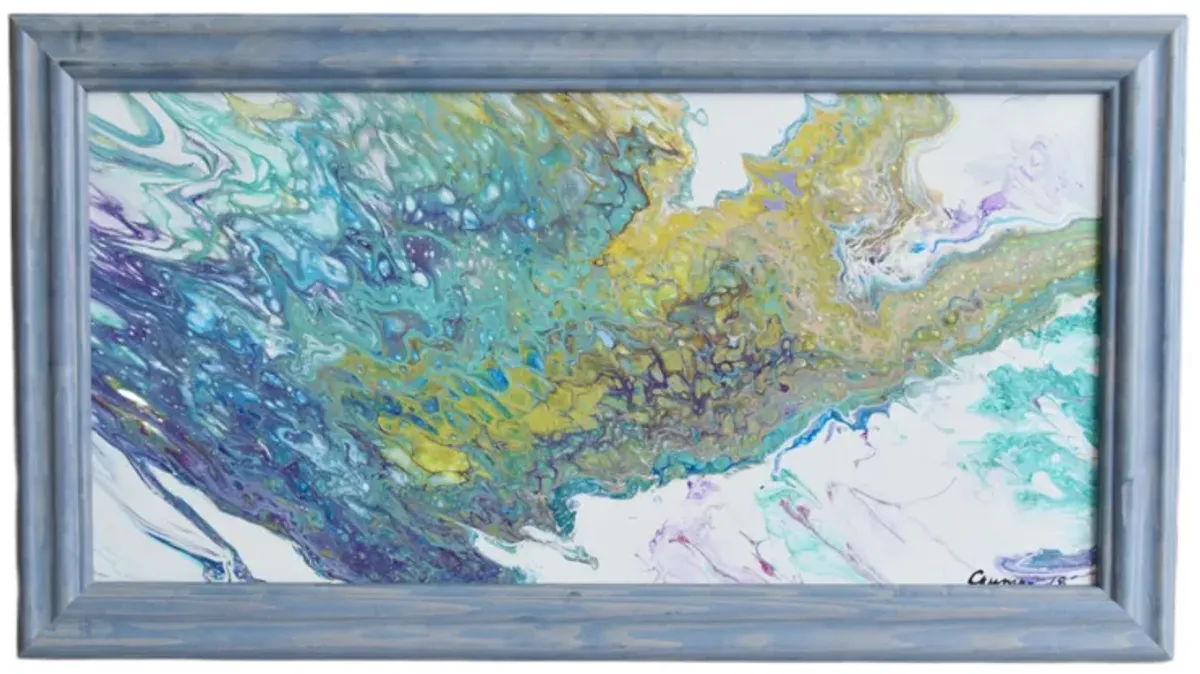 Modern Abstract Marbleized Art Painting - Blue