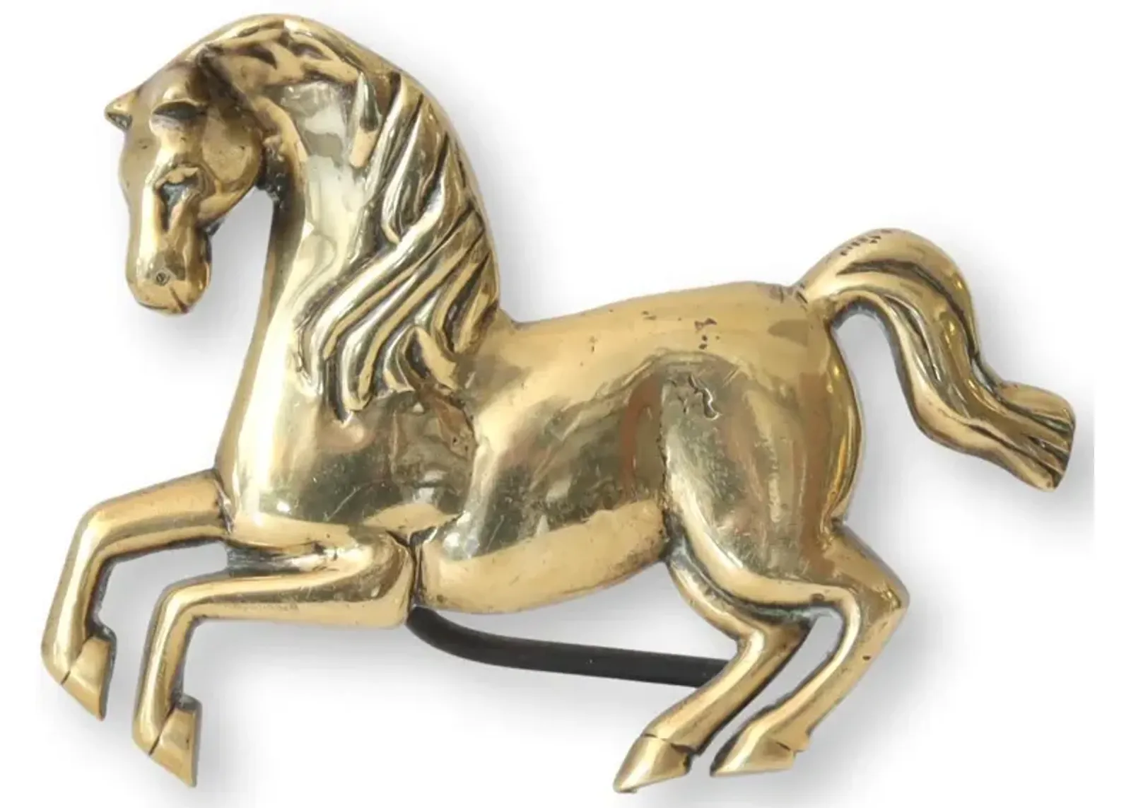 Victorian Brass Horse Firepace Ornament - Gold