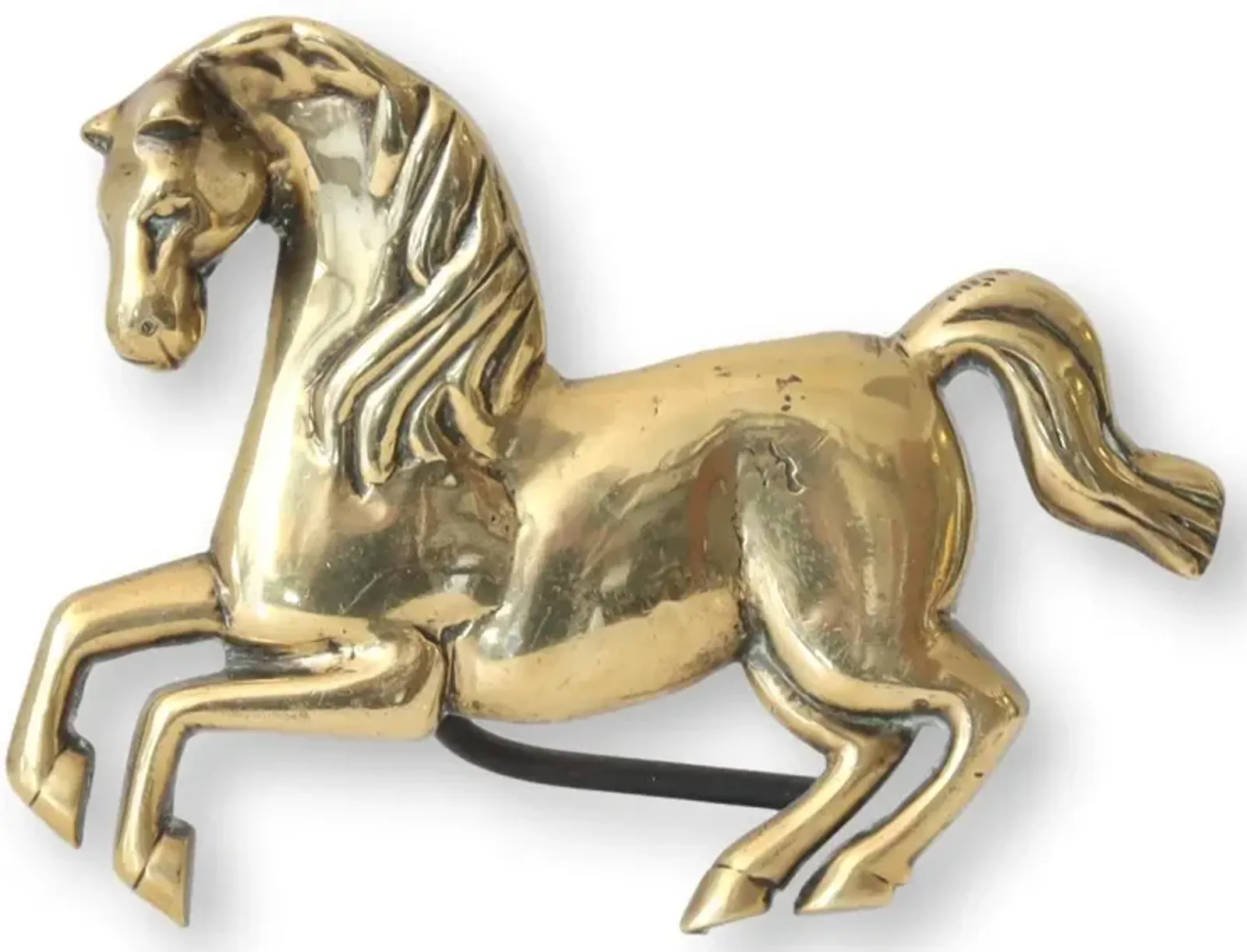 Victorian Brass Horse Firepace Ornament - Gold