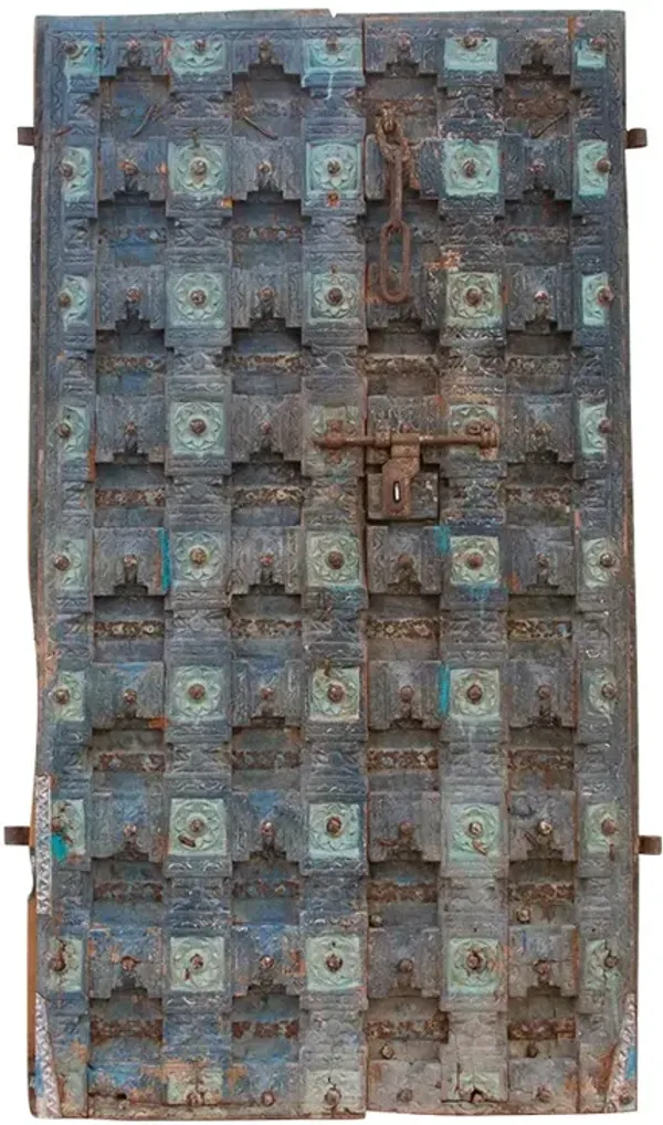 18th Century Pair of Blue Painted Doors - de-cor