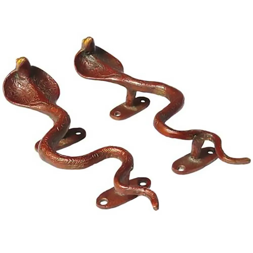 Red Brass Cobra Door Handles - a Pair