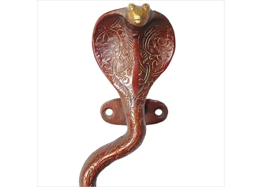 Red Brass Cobra Door Handles - a Pair