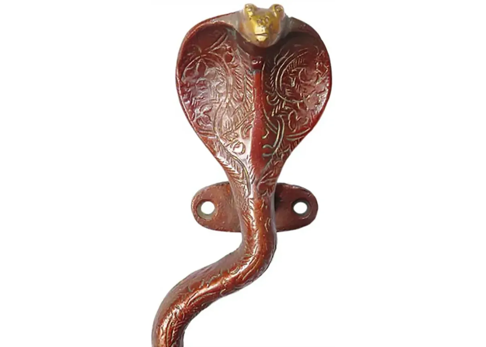 Red Brass Cobra Door Handles - a Pair