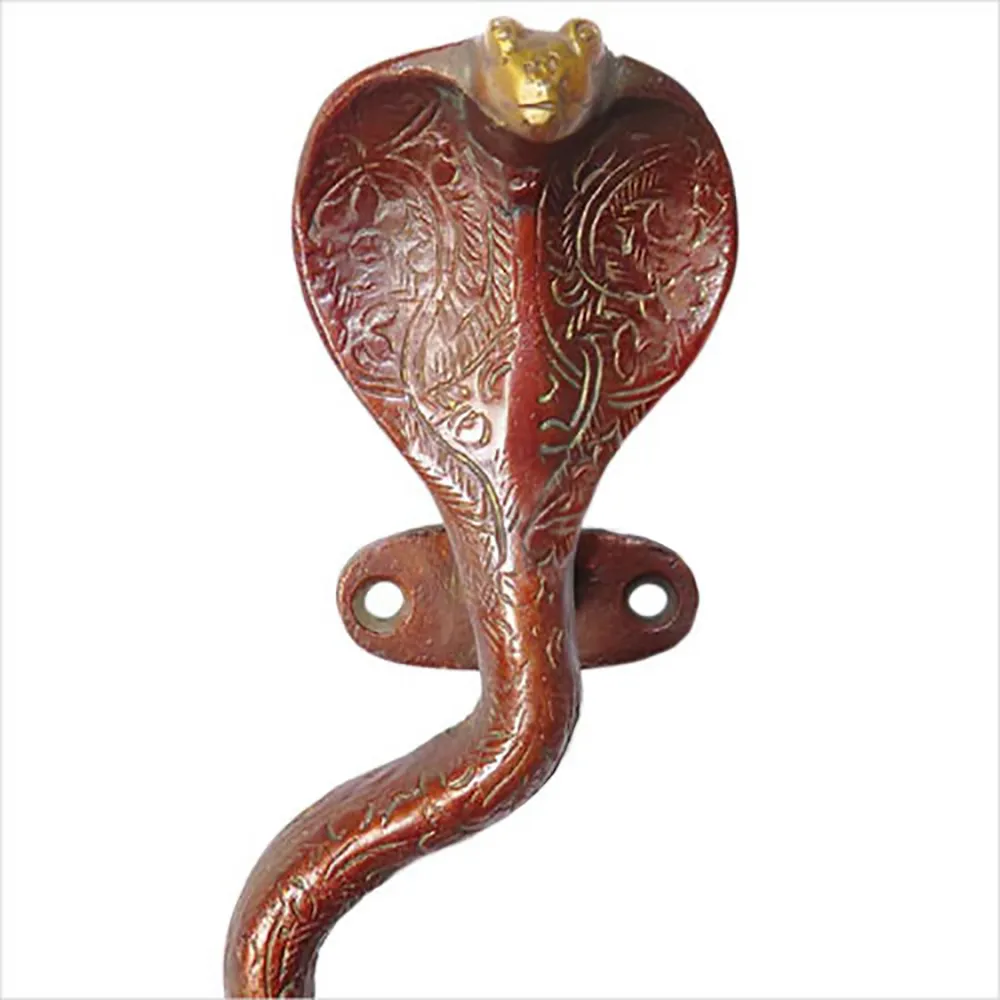 Red Brass Cobra Door Handles - a Pair