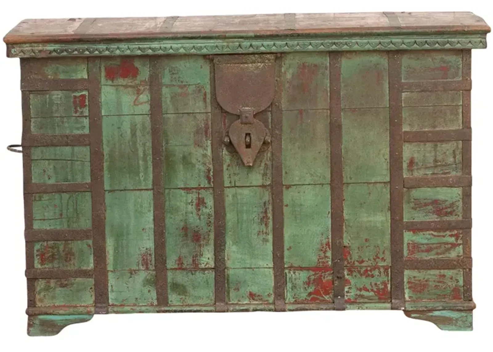 Antique Northern Indian Painted Chest - Green