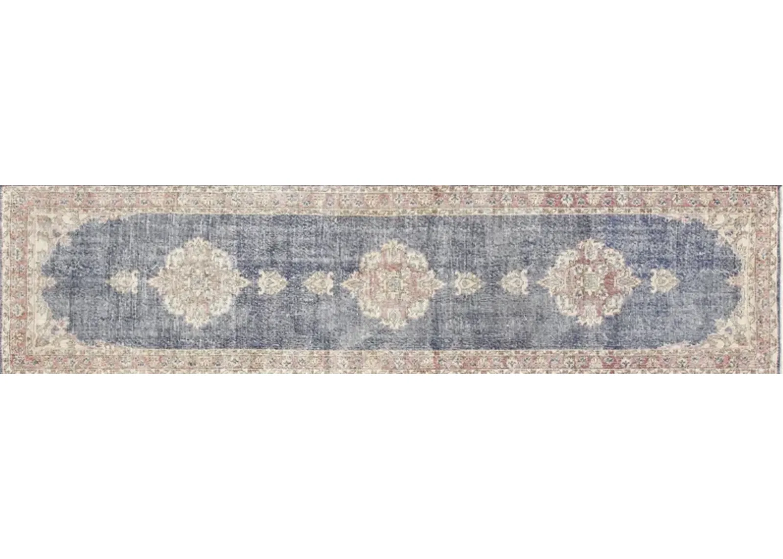 1960s Turkish Oushak Runner-2'10"x11'9" - Blue