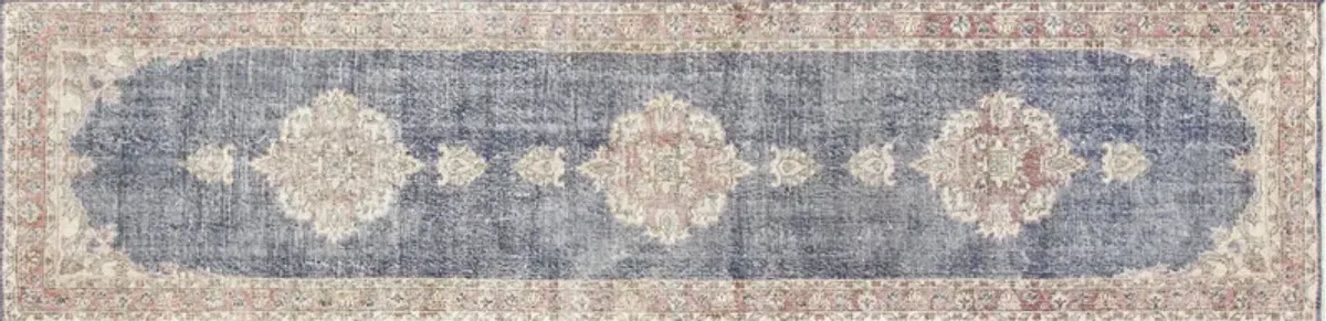 1960s Turkish Oushak Runner-2'10"x11'9" - Blue