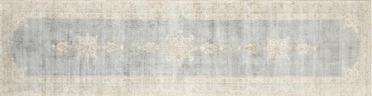 1960s Turkish Oushak Runner-3'3"x12'11" - Blue