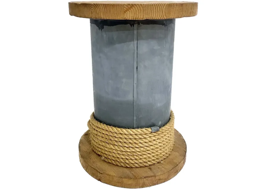 Industrial Rope Coil Side Table - Brown