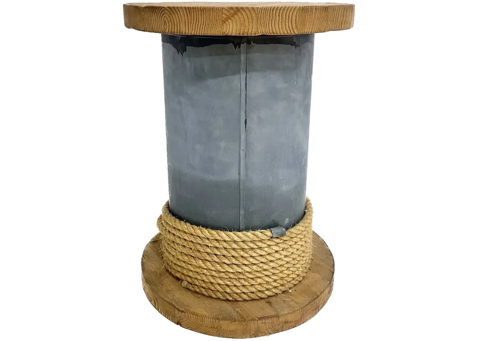 Industrial Rope Coil Side Table - Brown