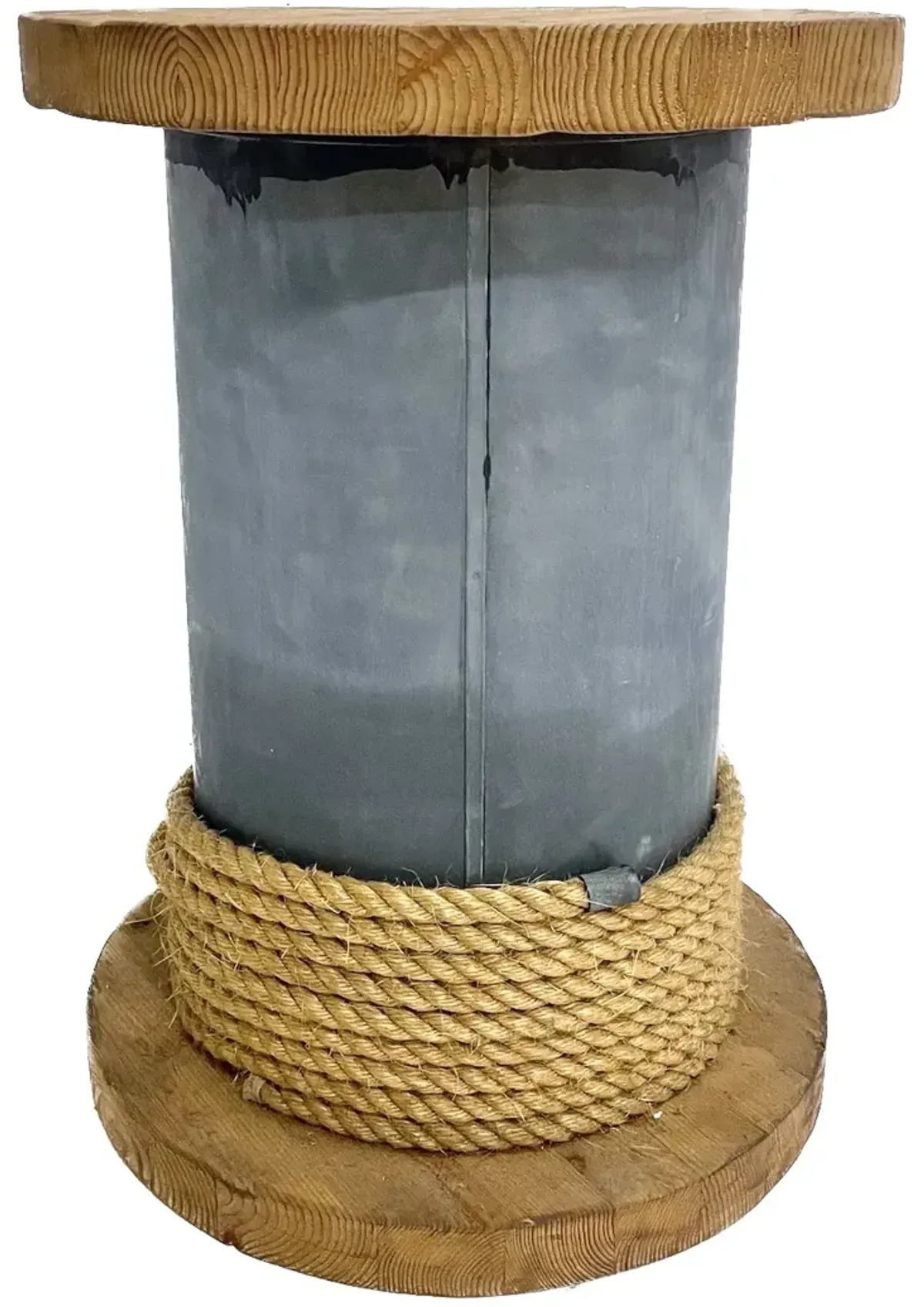 Industrial Rope Coil Side Table - Brown