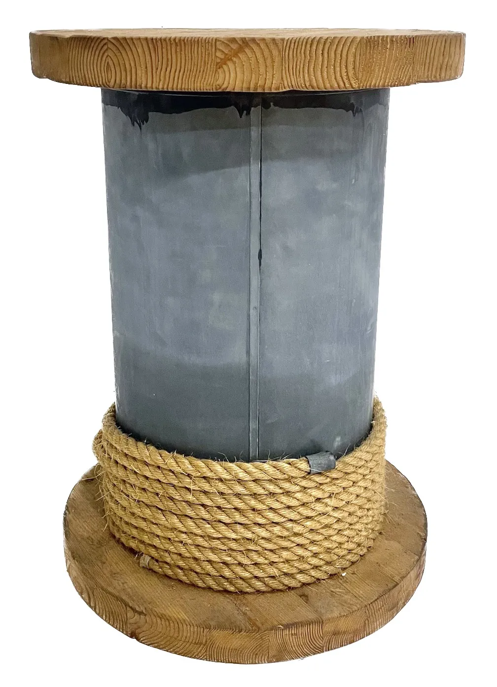 Industrial Rope Coil Side Table - Brown