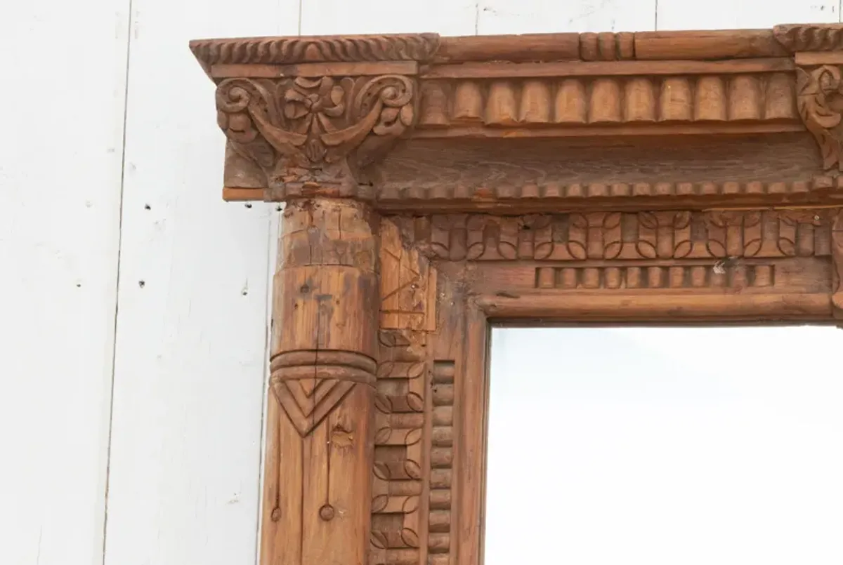 Antique Carved French Colonial Mirror - Brown