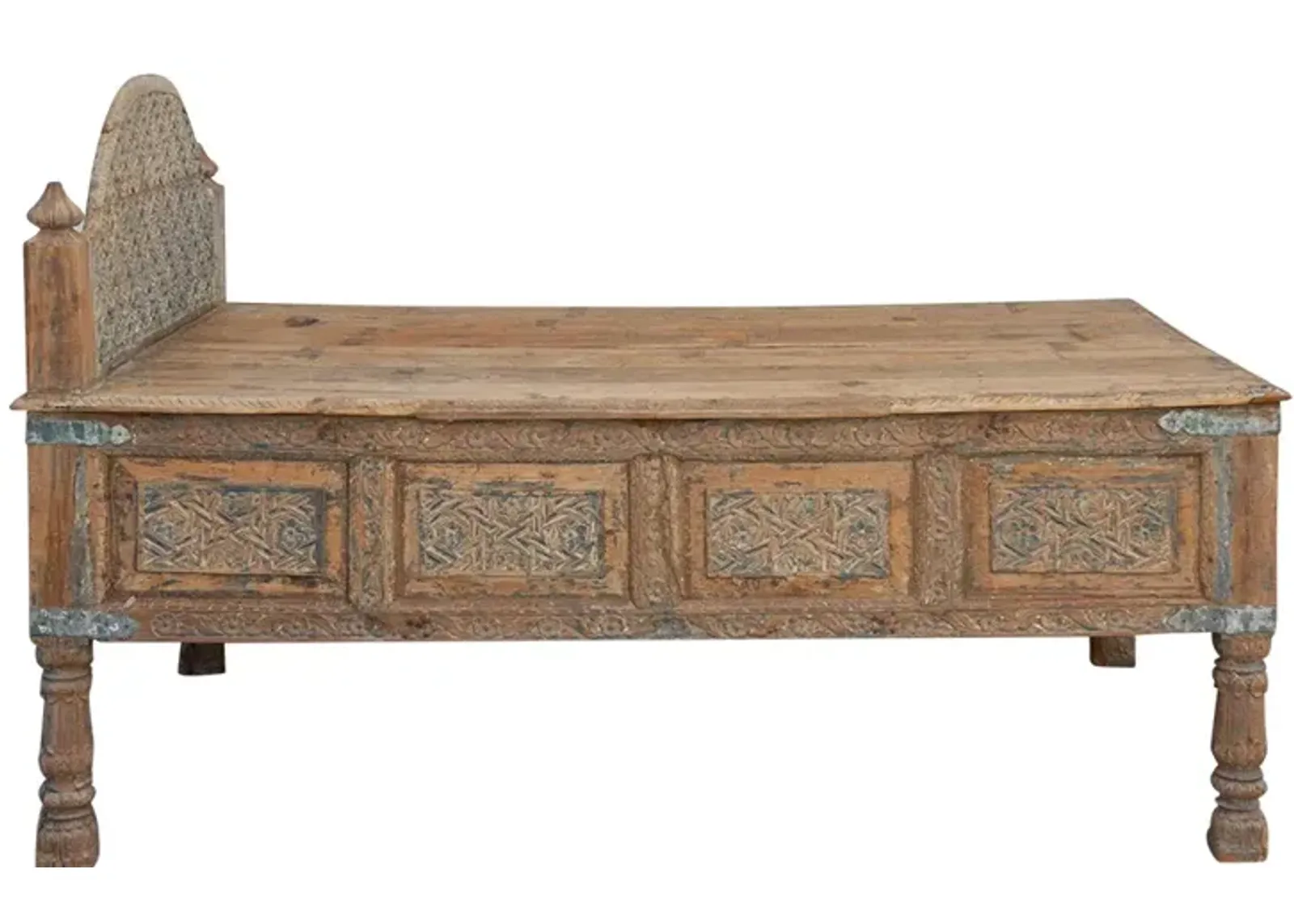 Rare 19th Century Indian Carved Bed - Brown