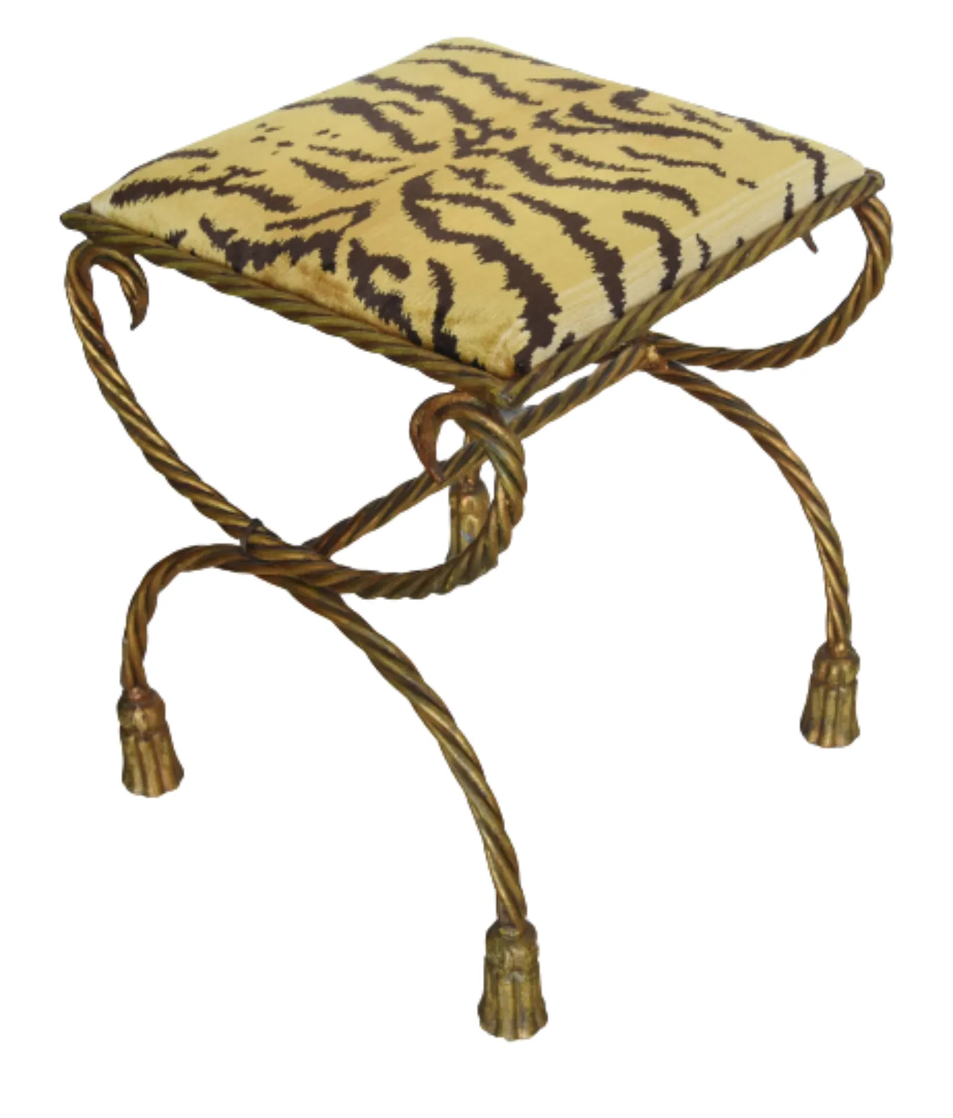 Vintage Scalamandr Le Tigre Tasseled Gilt Bench - Gold