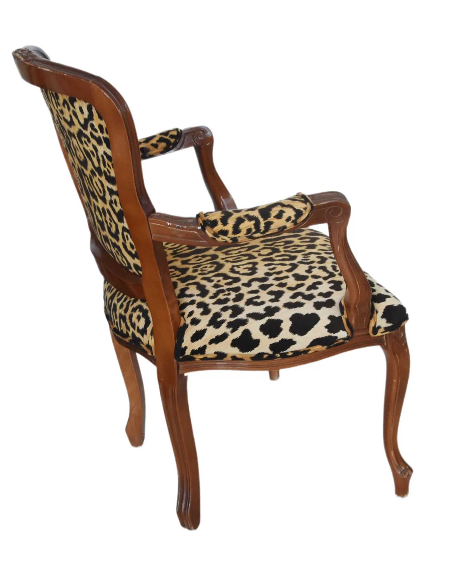 French Louis XV Style Leopard Armchair - Brown