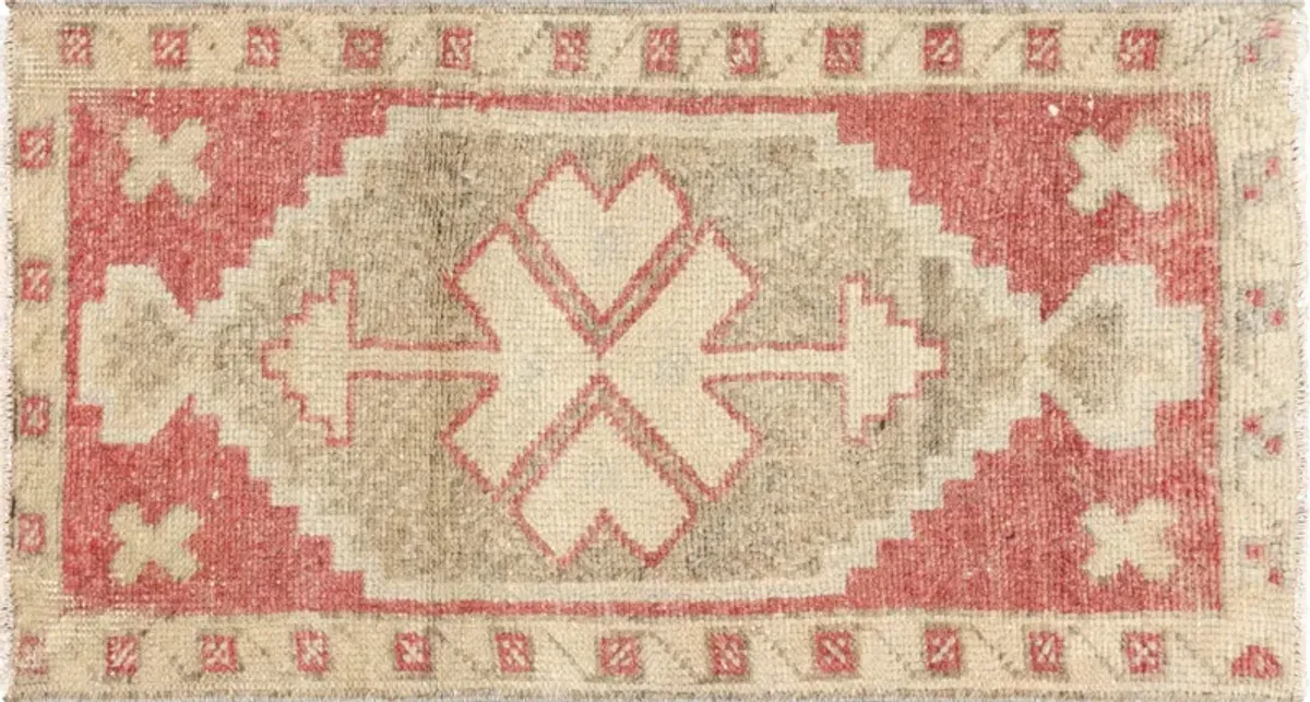 1960s Turkish Oushak Yastic - 1'7" x 3' - Red