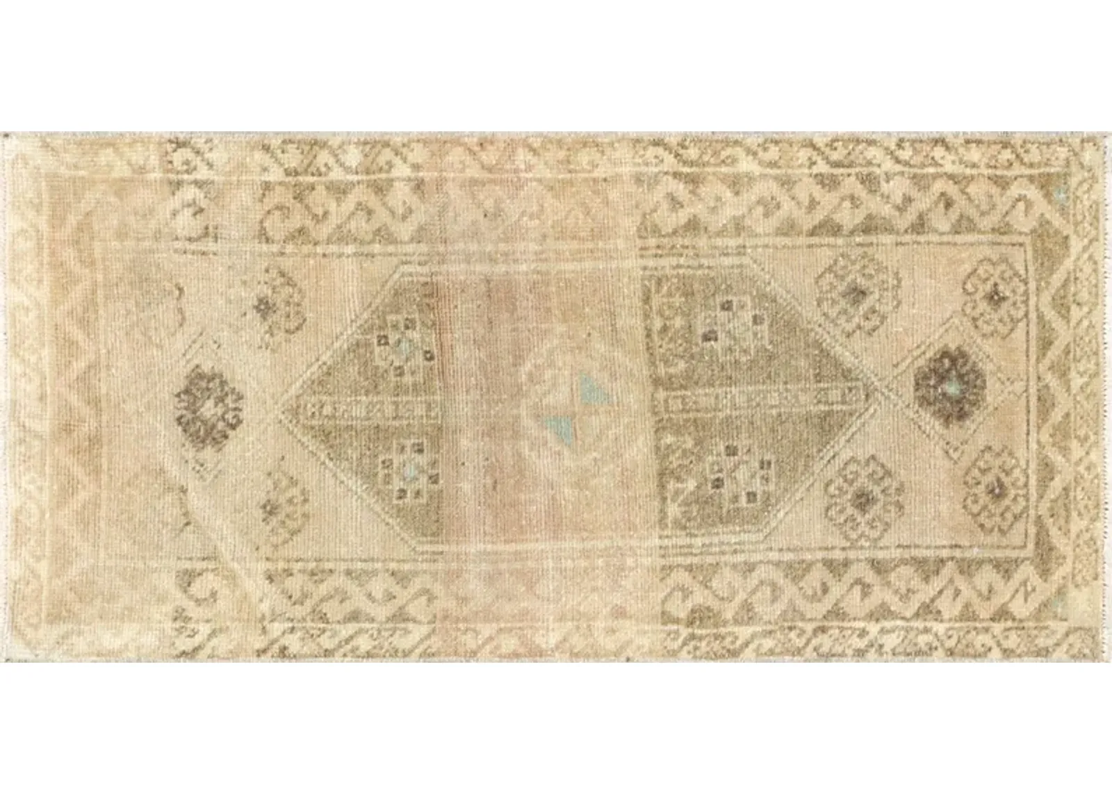 1960s Turkish Oushak Yastic -1'9"x3'7" - Beige