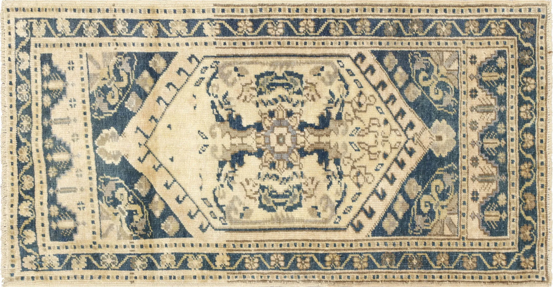 1960s Turkish Oushak Yastic -1'8" x 3'2" - Blue