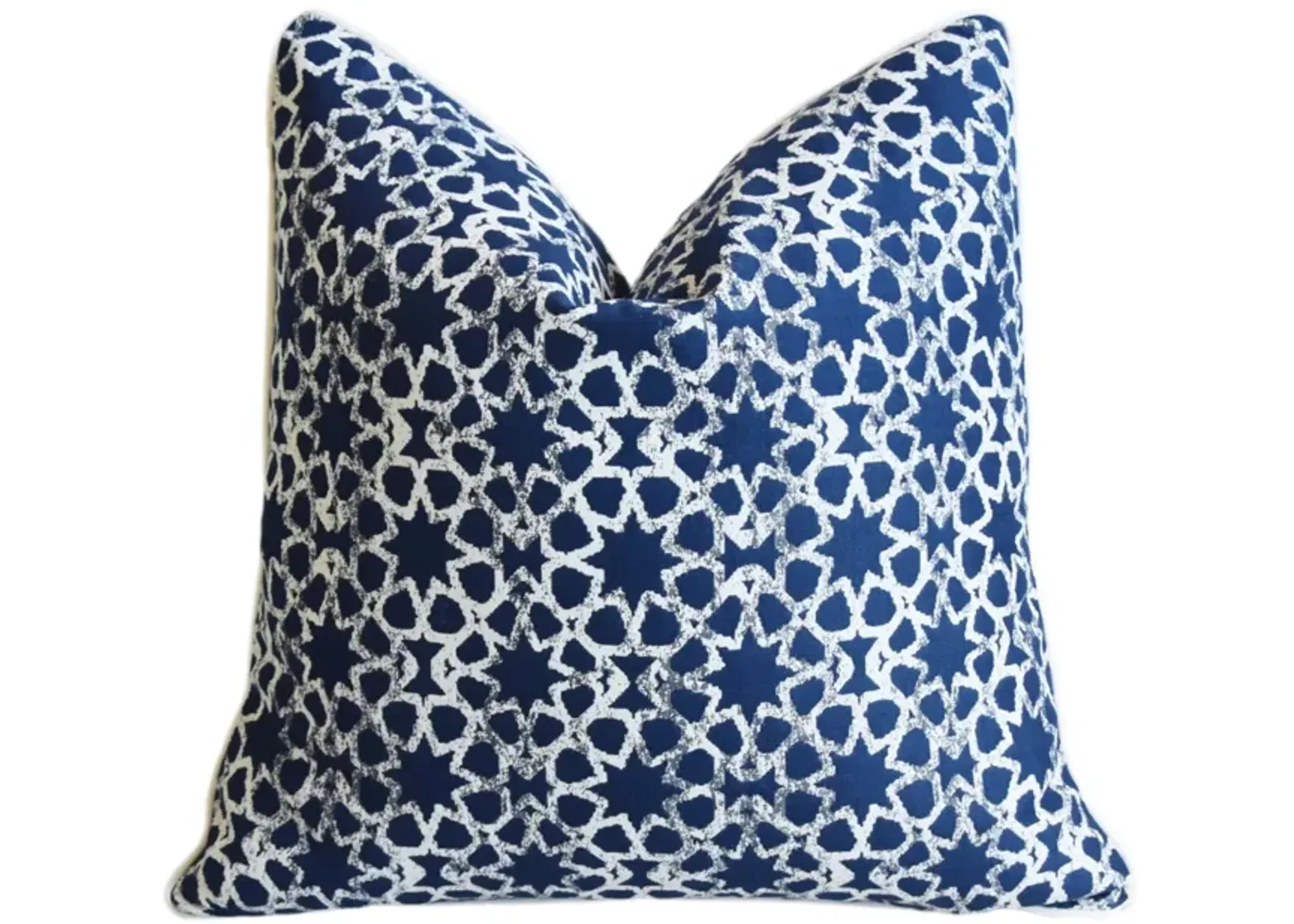 Blue & White Geometric Stars Pillow