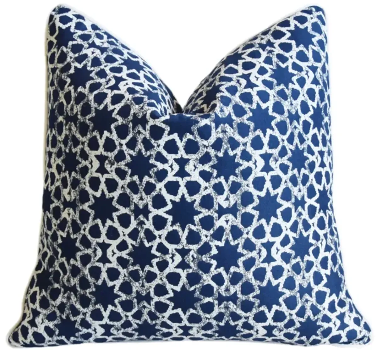 Blue & White Geometric Stars Pillow