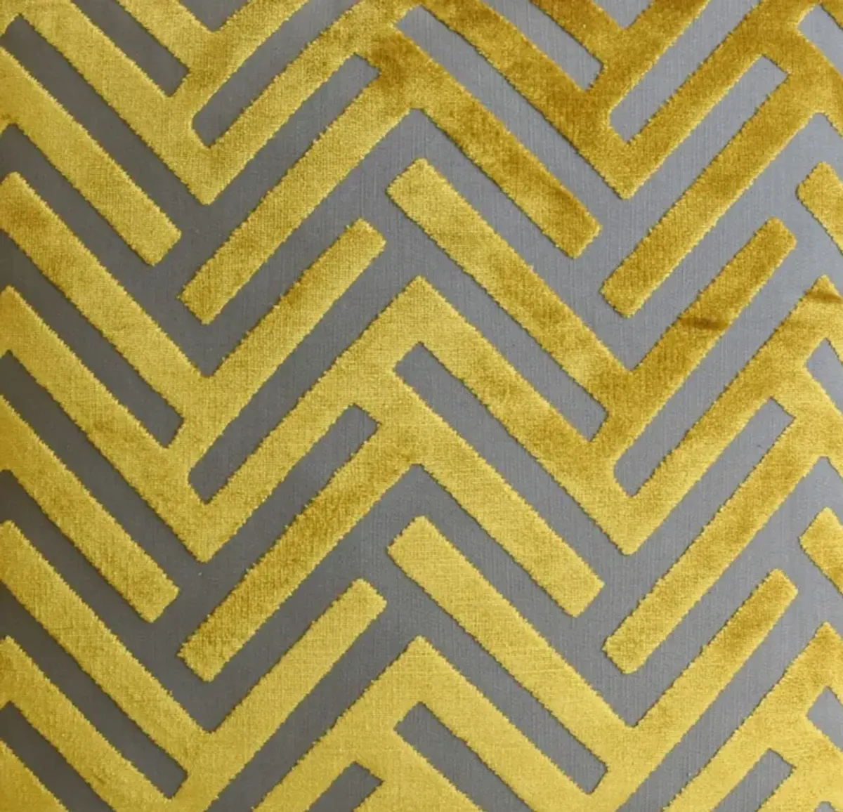 Gold & Gray Cut Velvet Geometric Pillow