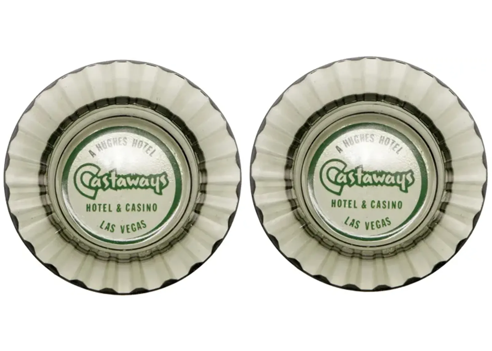 Castaways Hotel Glass Ashtrays - a Pair