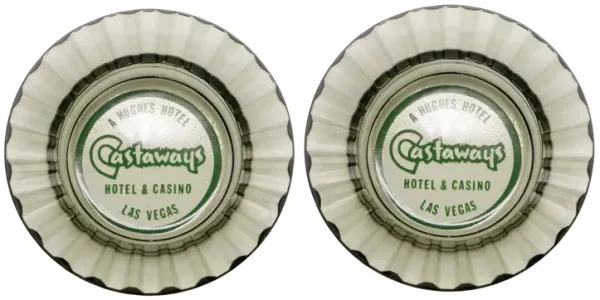 Castaways Hotel Glass Ashtrays - a Pair - Interesting Things