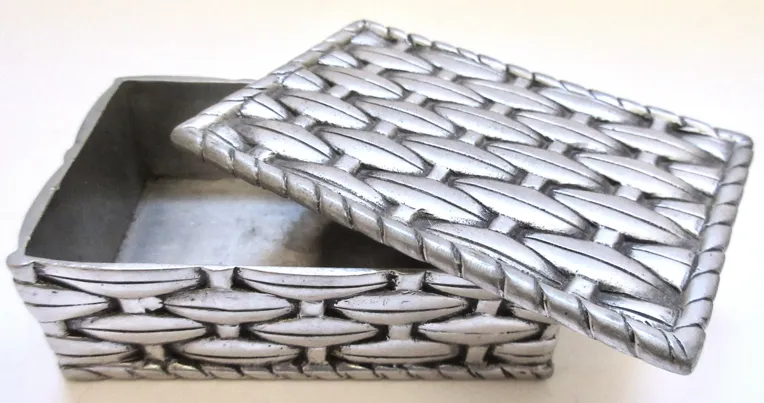 Pierre Deux Basketweave Pewter Box - Silver