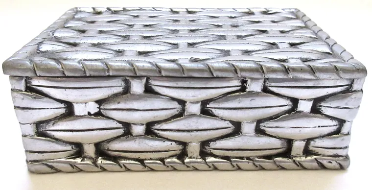 Pierre Deux Basketweave Pewter Box - Silver