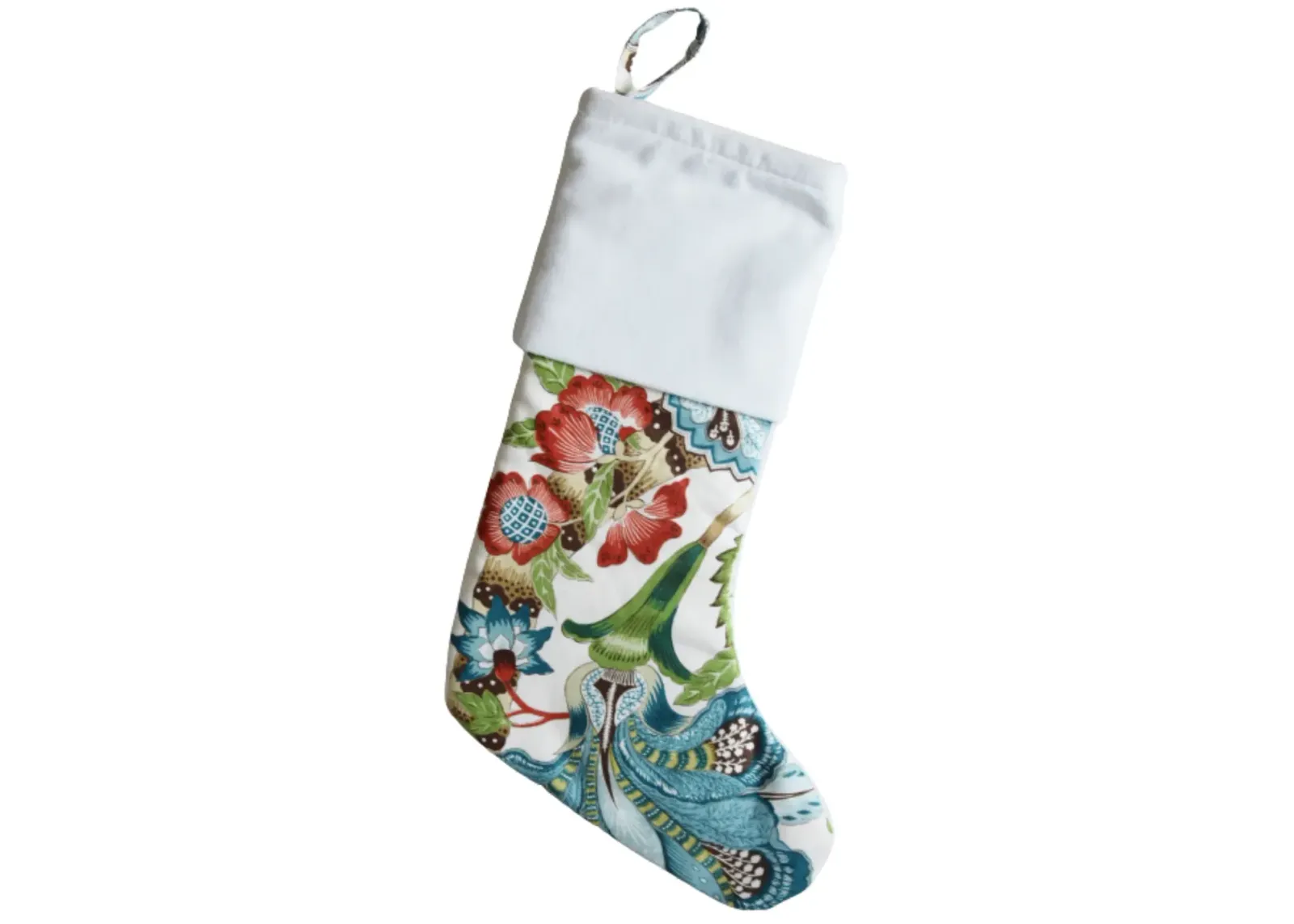 Designer Floral Christmas Stocking - Blue