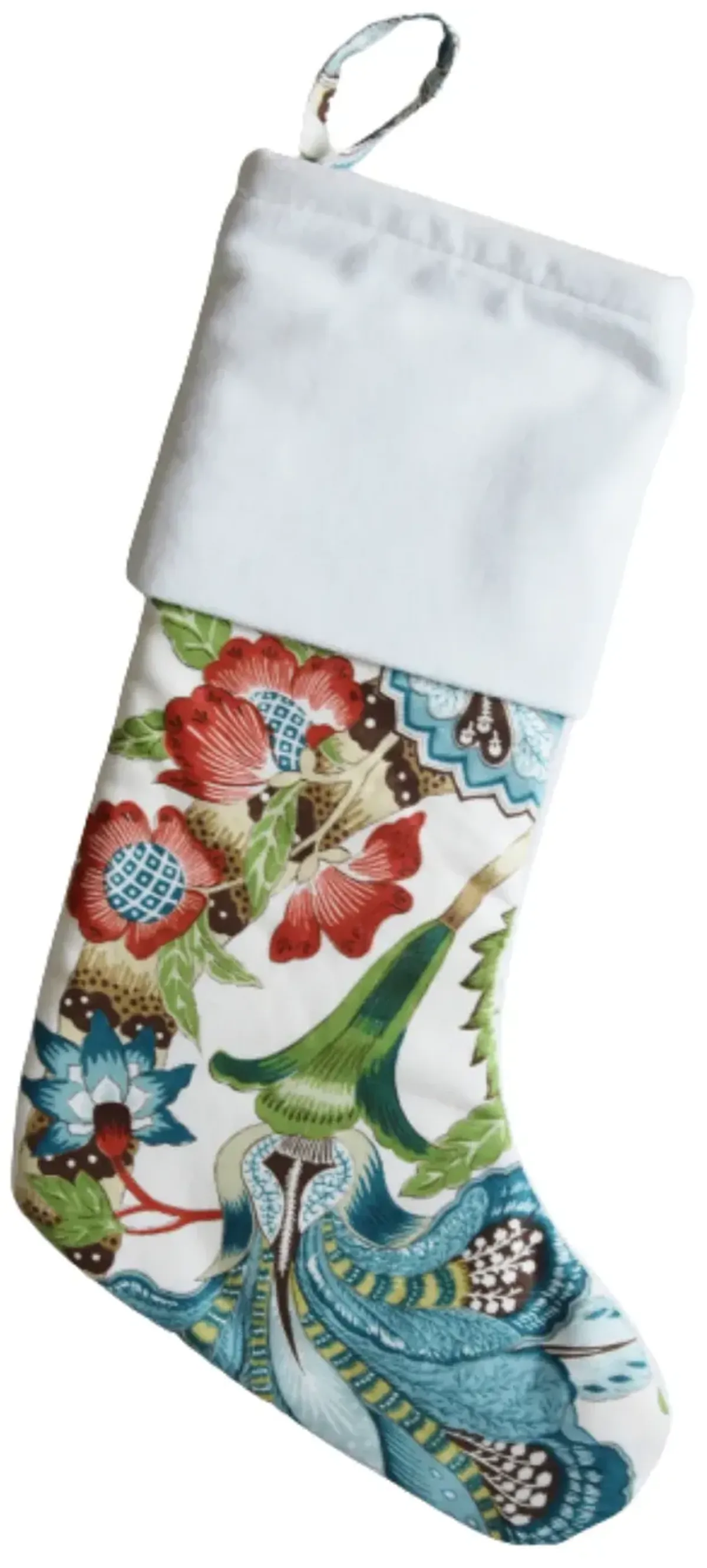 Designer Floral Christmas Stocking - Blue