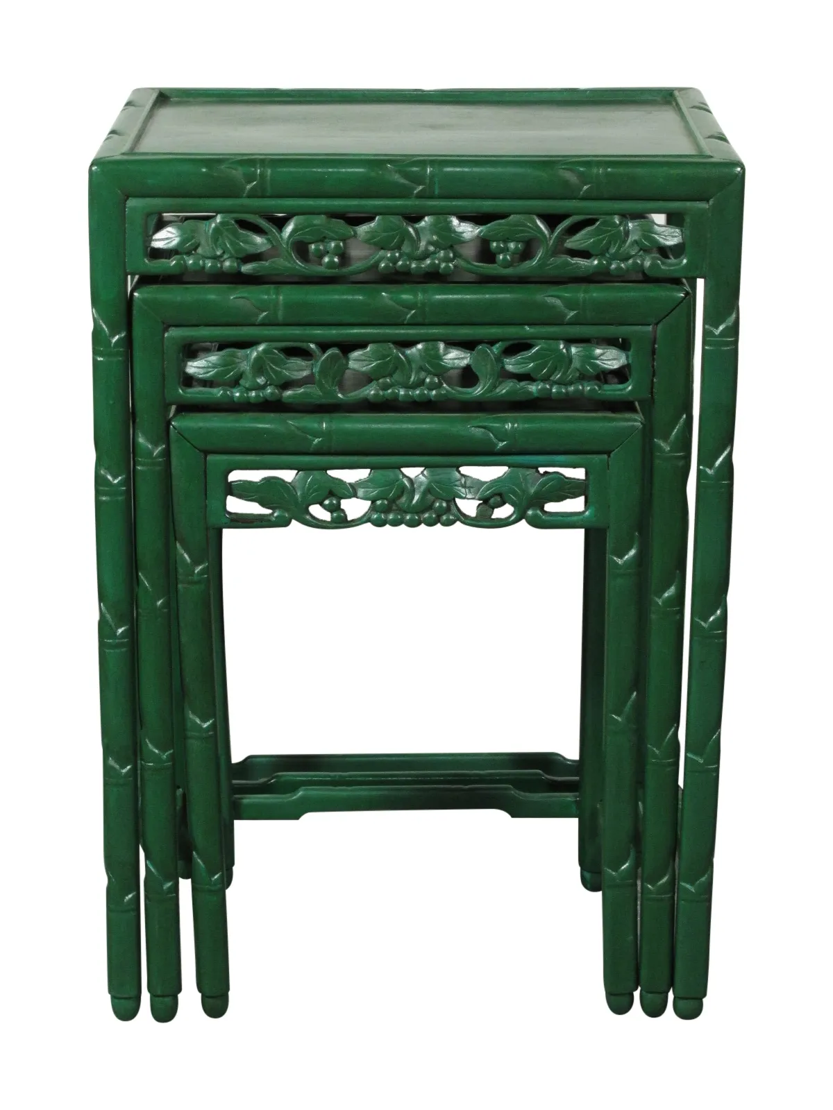 Chinese Hardwood Nesting Tables - Set/3 - Green