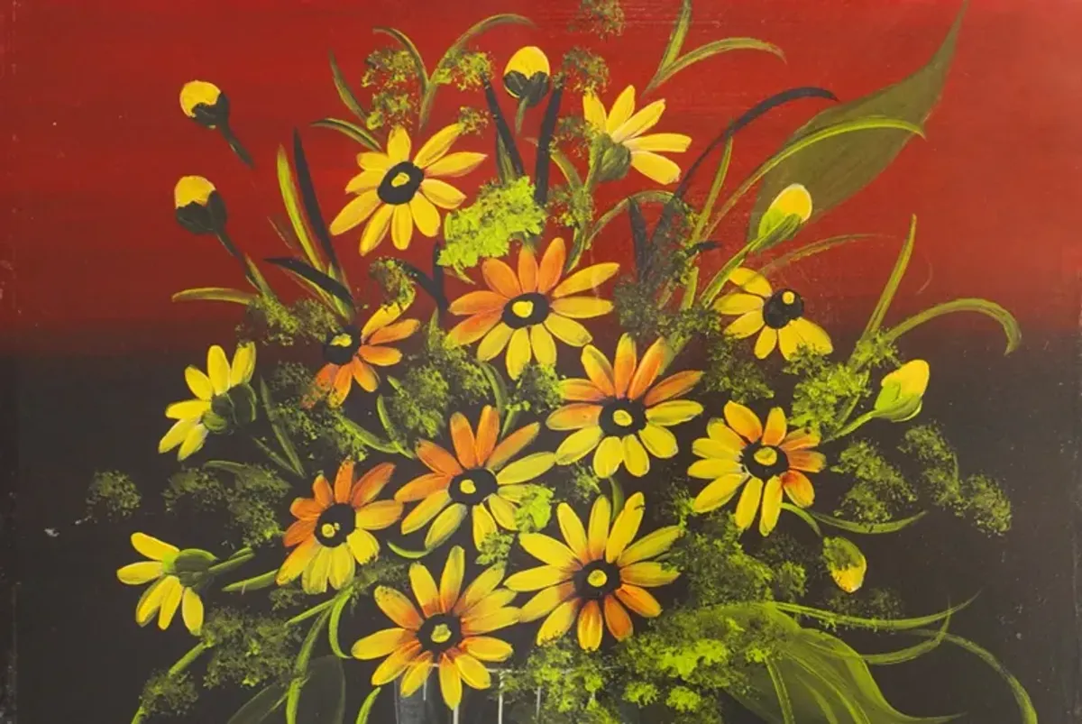 'Yellow Marguerites in a Glass Vase'