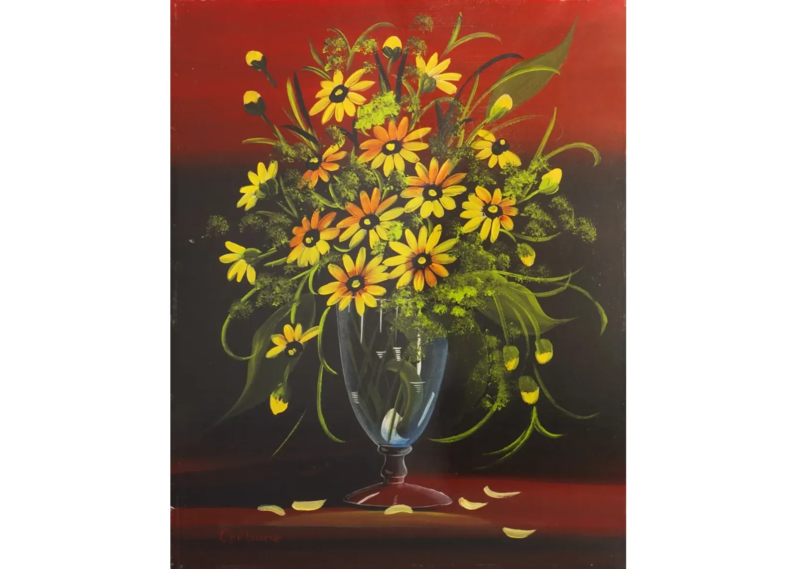 'Yellow Marguerites in a Glass Vase'