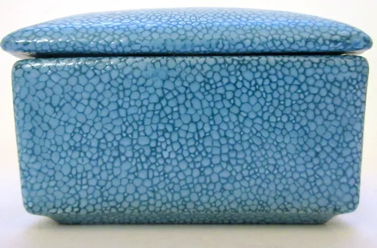 Porcelain Faux-Shagreen Box - Blue