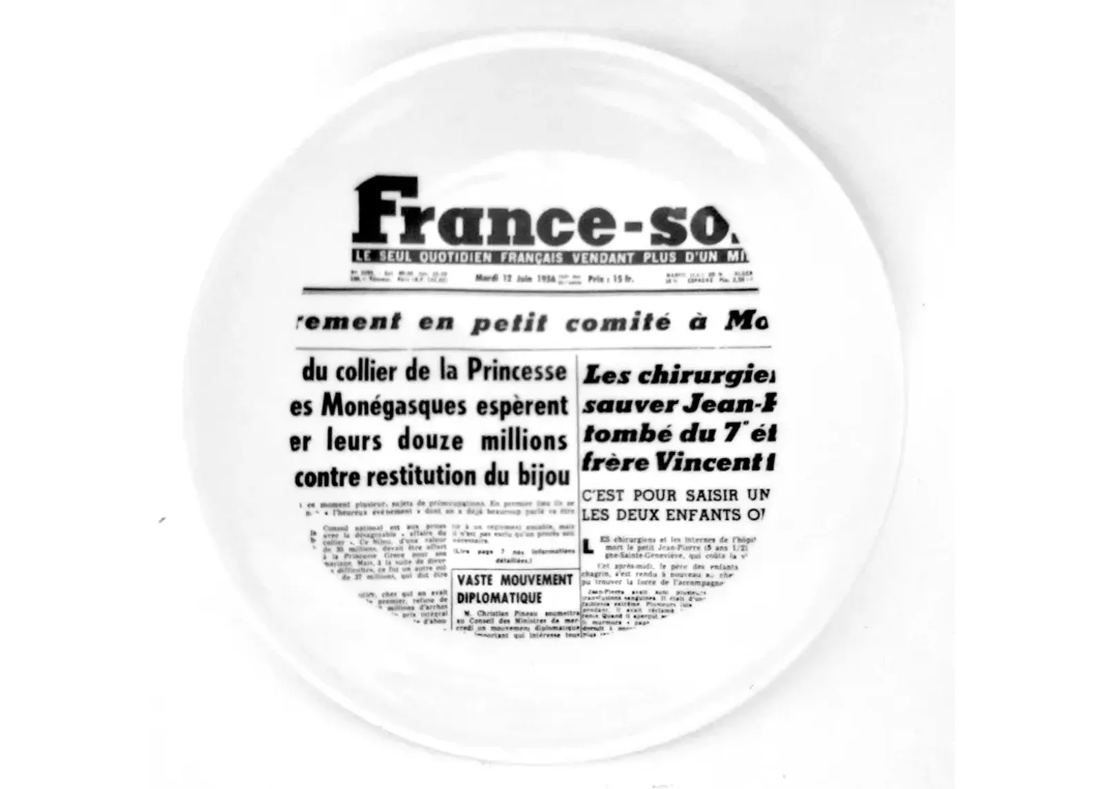 Fornasetti-Style MCM French Plate - Black