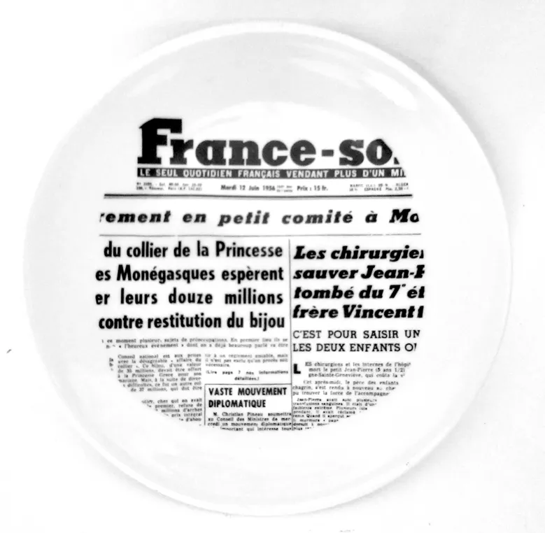 Fornasetti-Style MCM French Plate - Black