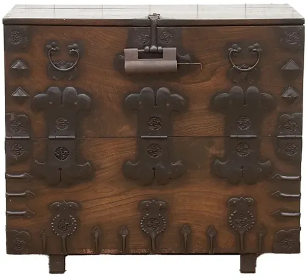 Antique Korean Metal & Wood Cabinet - de-cor - Brown