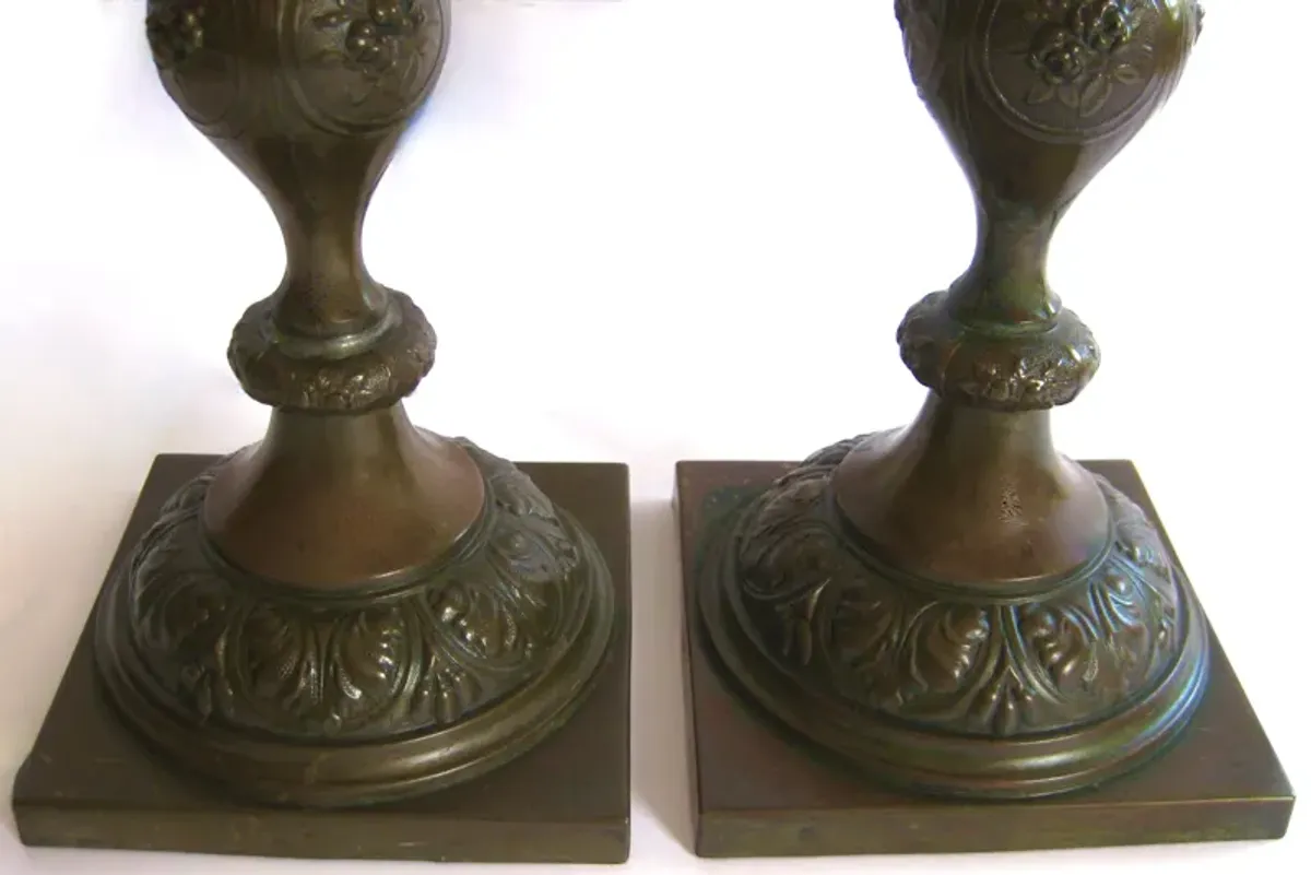 Oil-Rubbed European Candlesticks c. 1900 - The Emporium Ltd. - Brown