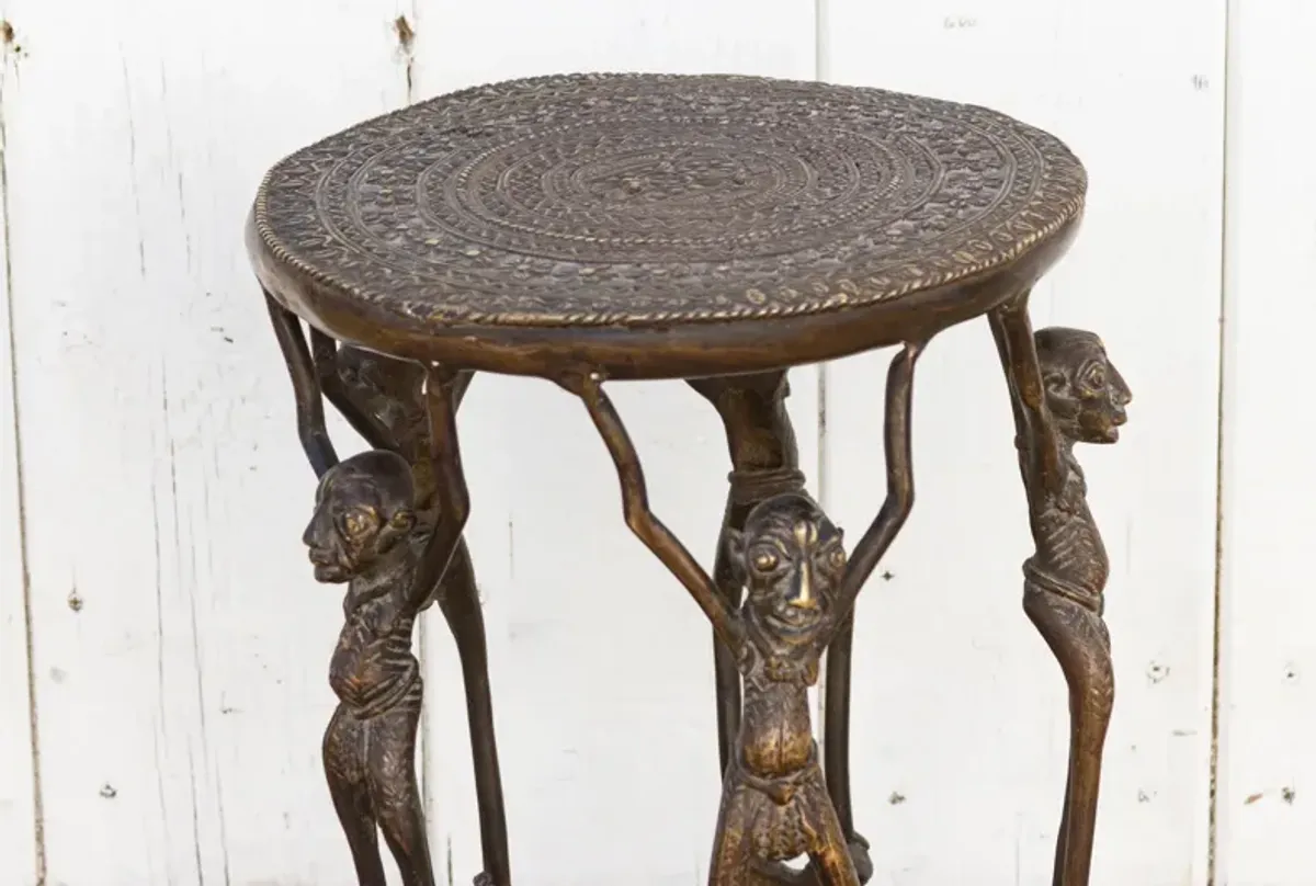 Mid 20th Century Bronze African Stool - Brown