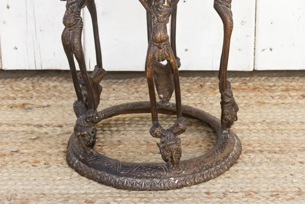 Mid 20th Century Bronze African Stool - de-cor - Brown