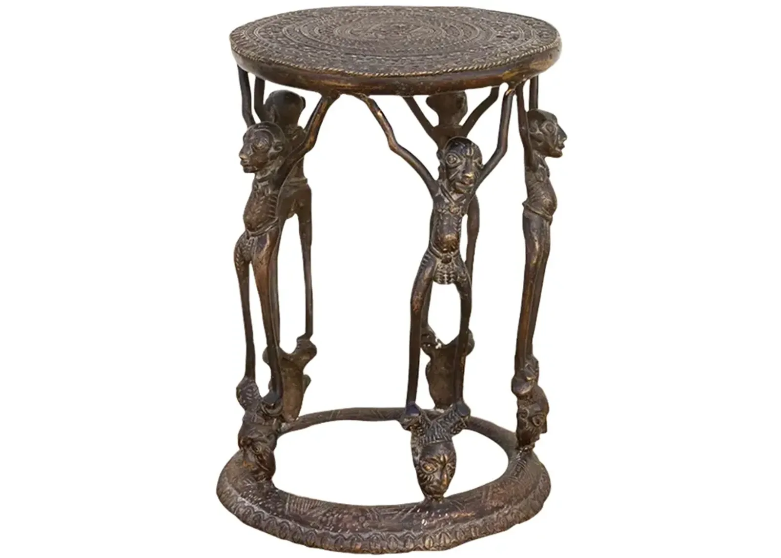 Mid 20th Century Bronze African Stool - Brown