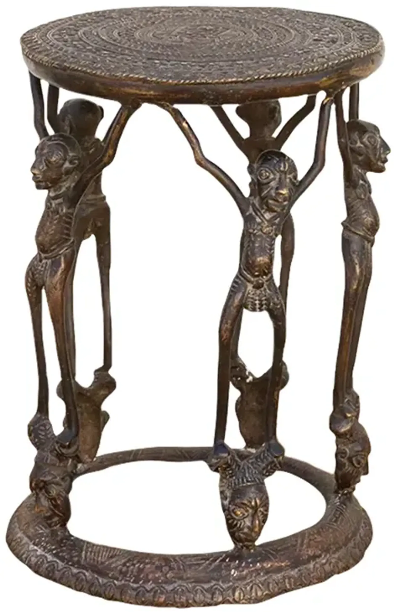 Mid 20th Century Bronze African Stool - Brown