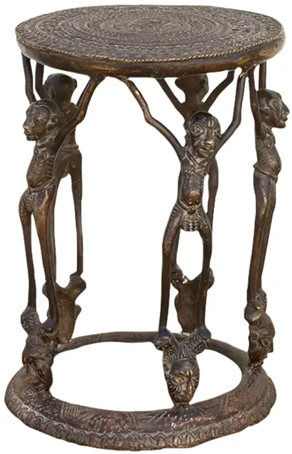 Mid 20th Century Bronze African Stool - de-cor - Brown