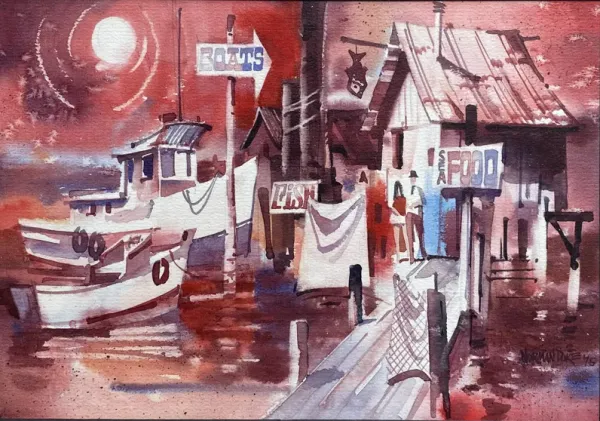 Harbor Scene by Norman Duke - 1975 - McNaught Fine Art