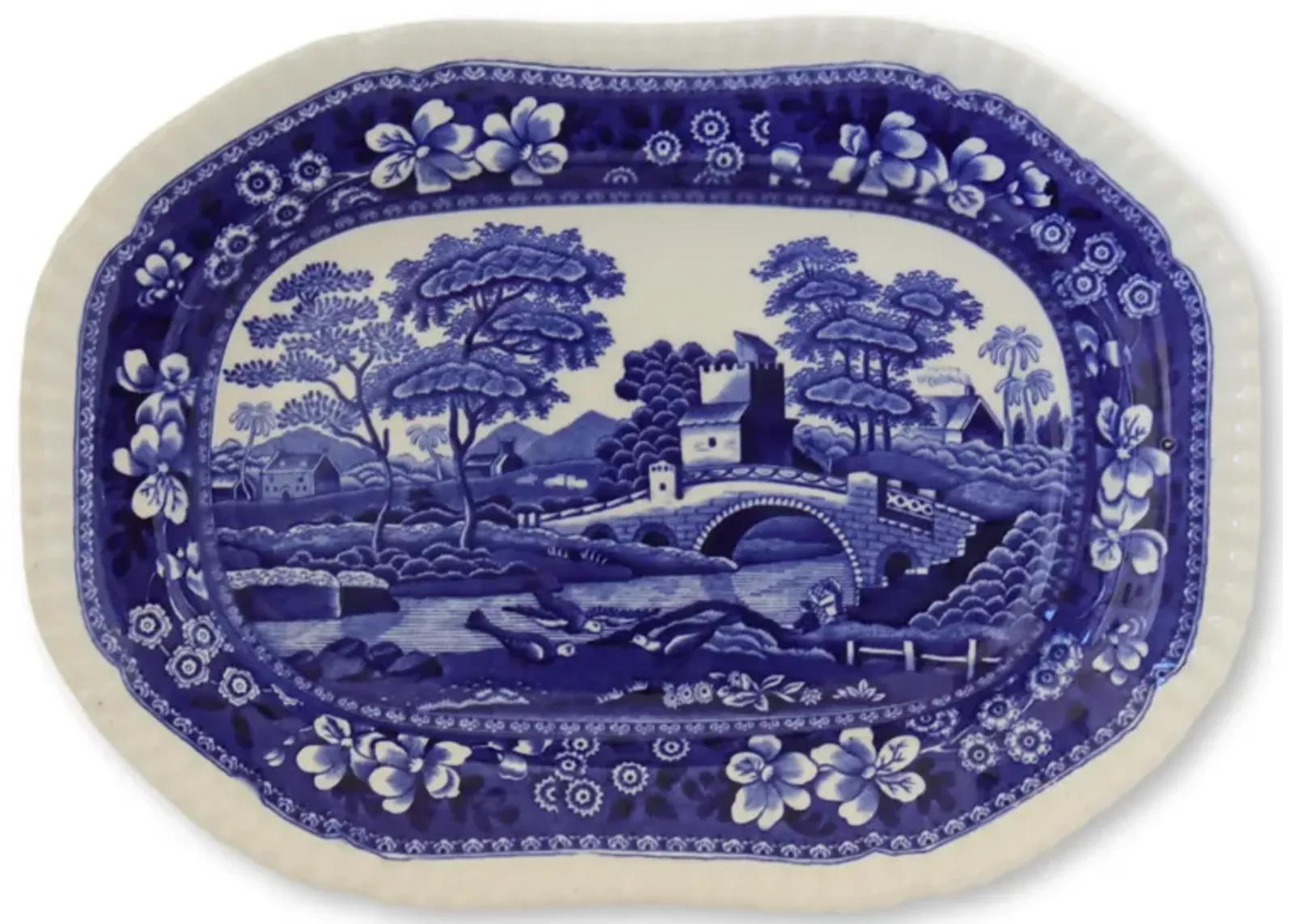 Spode Tpwer Flow Blue Platters - Set of 3