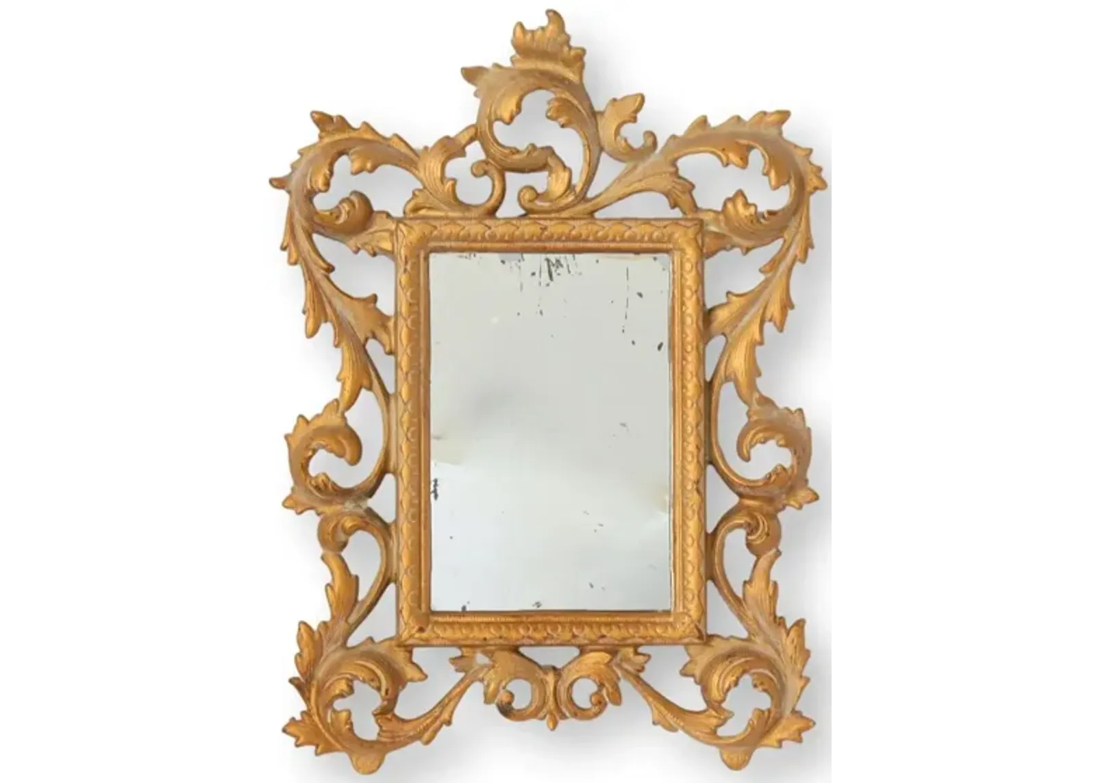 1960s Solid Brass Framed Mirror - Gold