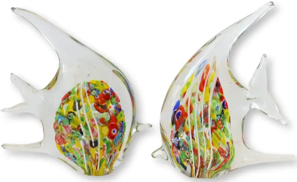 Large Italian Murano Glass Fish - Set of 2